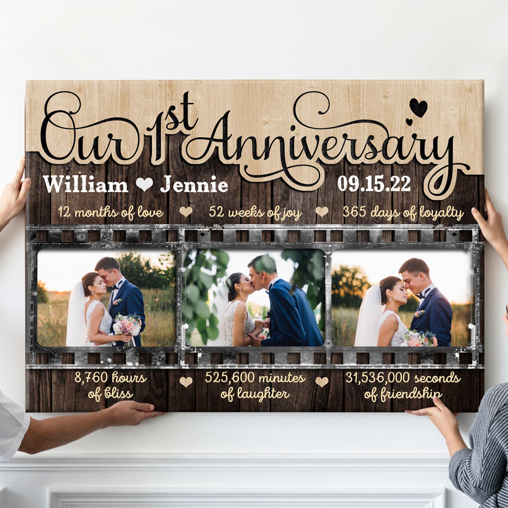 1 Year Anniversary 1st Romantic Wife Husband Personalized Photo Canvas