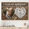 1st Wedding Anniversary 1 Year Wife Husband Personalized Photo Canvas