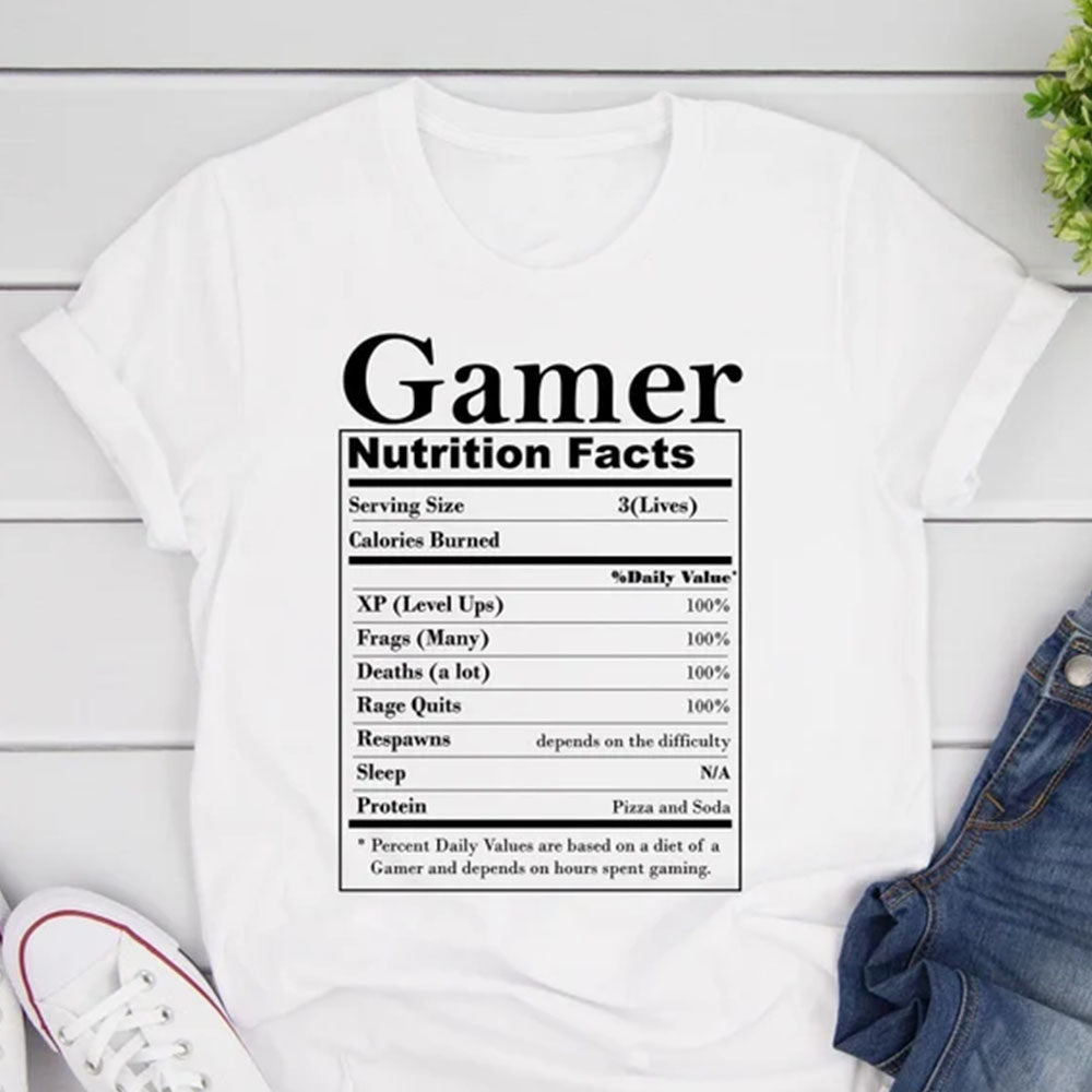 Gift For Gamer Nutrition Facts Gamer Gift Tshirts