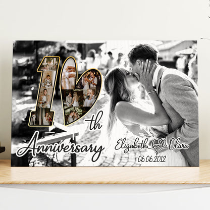 10 Year 10th Wedding Anniversary Wife Husband Personalized Canvas