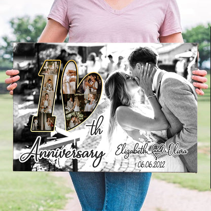 10 Year 10th Wedding Anniversary Wife Husband Personalized Canvas