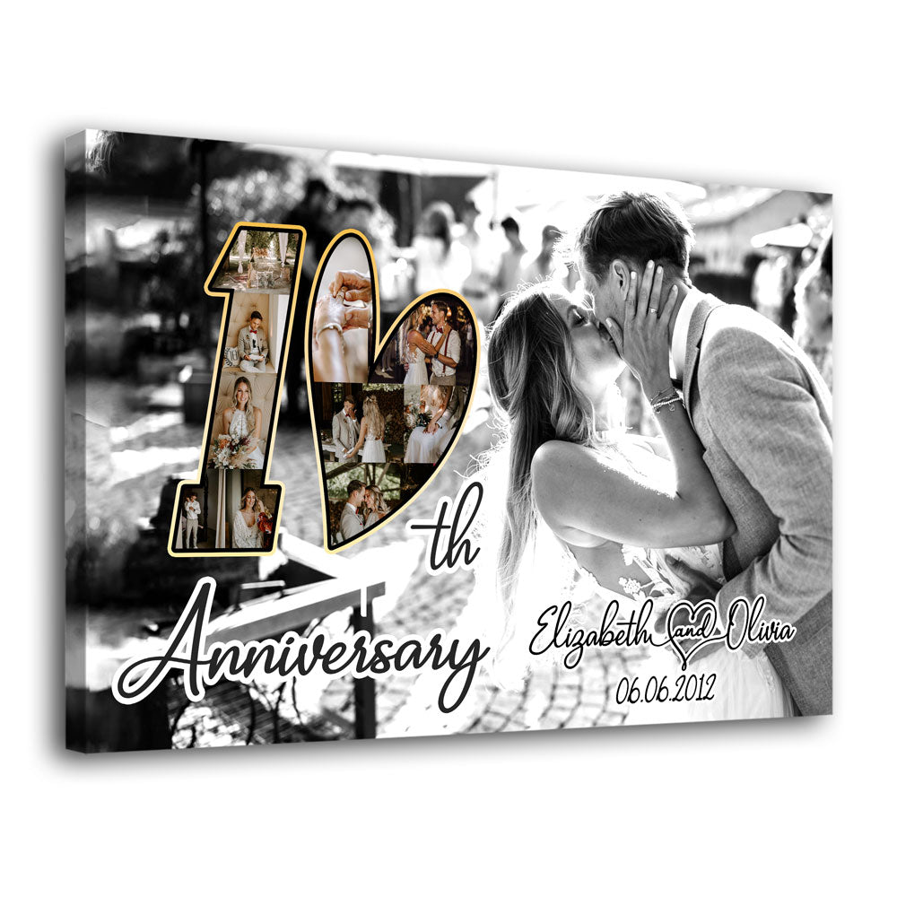 10 Year 10th Wedding Anniversary Wife Husband Personalized Canvas