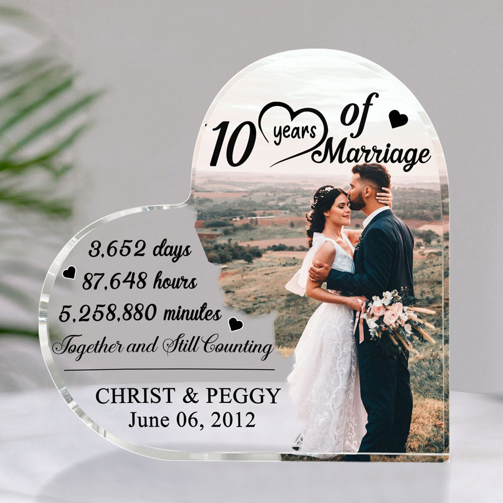 10 Year Wedding Anniversary 10th Personalized Heart Acrylic Plaque