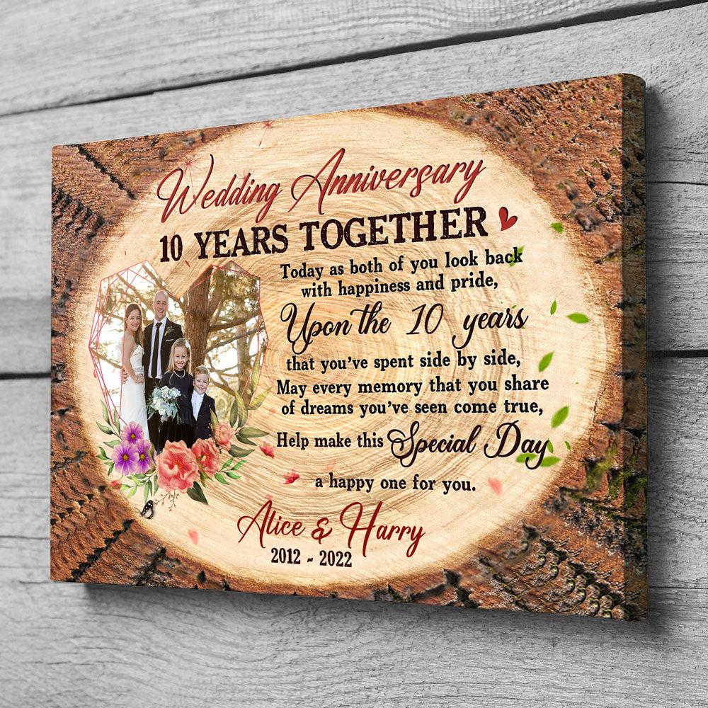 10 Years 10th Wedding Anniversary Husband Wife Personalized Canvas