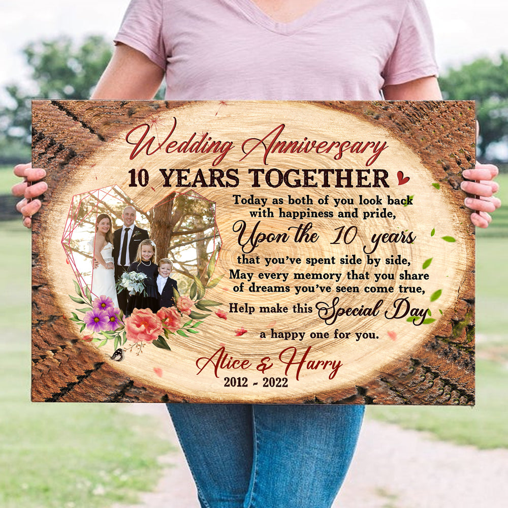 10 Years 10th Wedding Anniversary Husband Wife Personalized Canvas