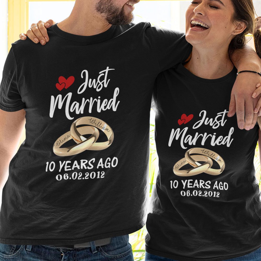 10th Wedding Anniversary Just Married Couple Funny Personalized Shirt -  Vista Stars - Personalized gifts for the loved ones