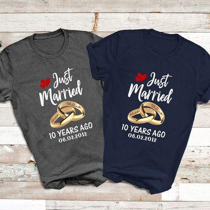 10th Wedding Anniversary Just Married Couple Funny Personalized Shirt