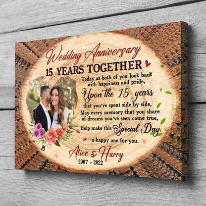 15 Years 15th Wedding Anniversary Husband Wife Personalized Canvas