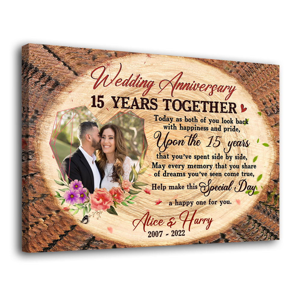 15 Years 15th Wedding Anniversary Husband Wife Personalized Canvas