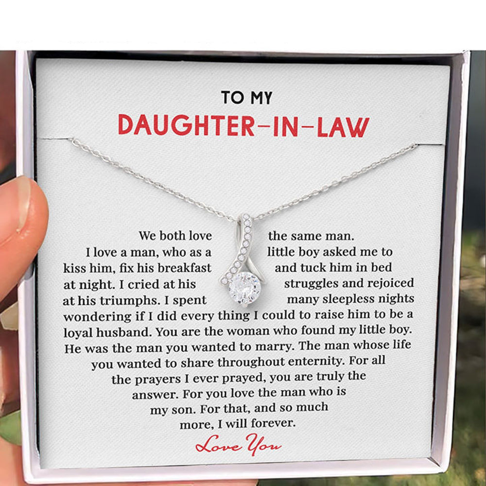 From Mother in Law Gift For Daughter in Law We Both Love The Same Man Forever Love Pendant Necklace