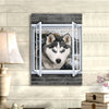 Gift For Dog Lover Snowy Window Husky Dog Canvas