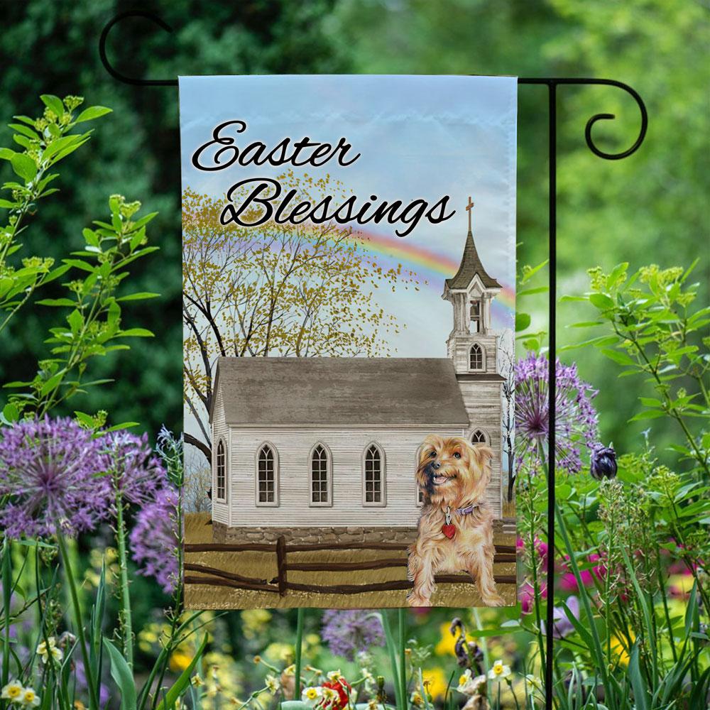 Easter Blessings Yorkshire Terrier Garden Flag