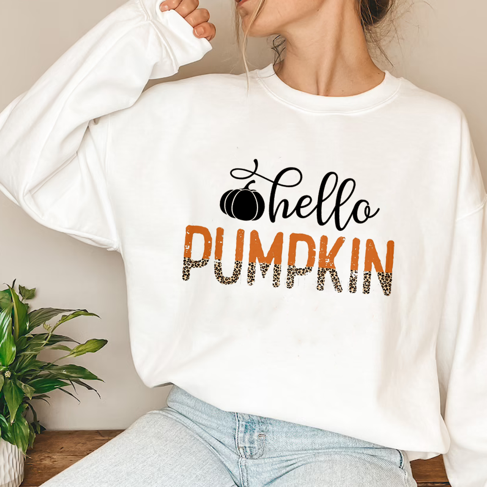 Hello Pumpkin Leopard Happy Fall Sweatshirt