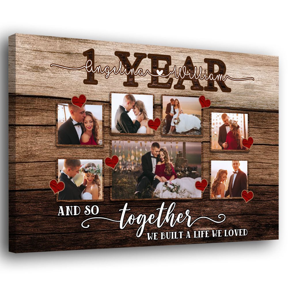 1st 1 Year Wedding Anniversary Love Wife Husband Personalized Canvas