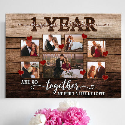 1st 1 Year Wedding Anniversary Love Wife Husband Personalized Canvas