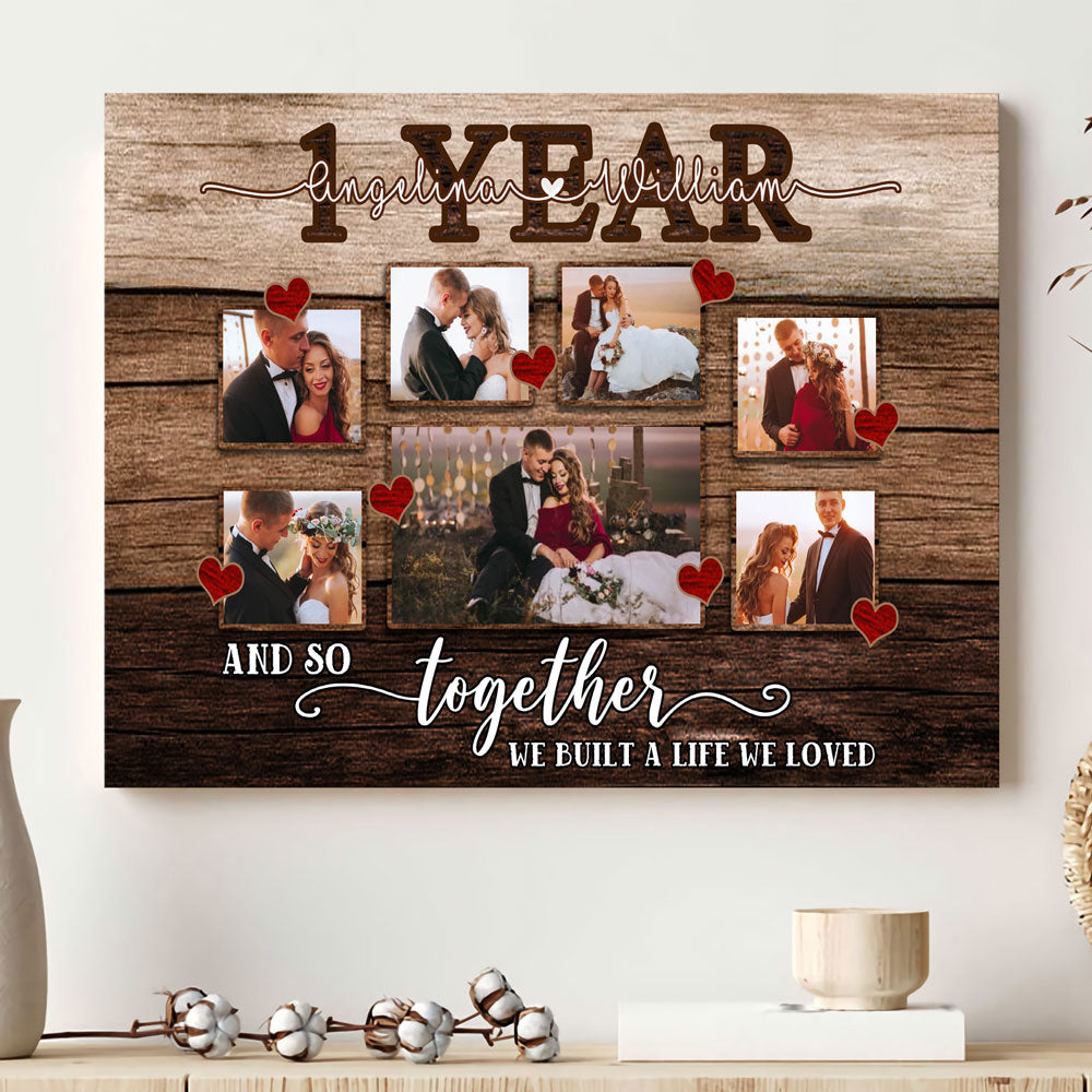1st 1 Year Wedding Anniversary Love Wife Husband Personalized Canvas