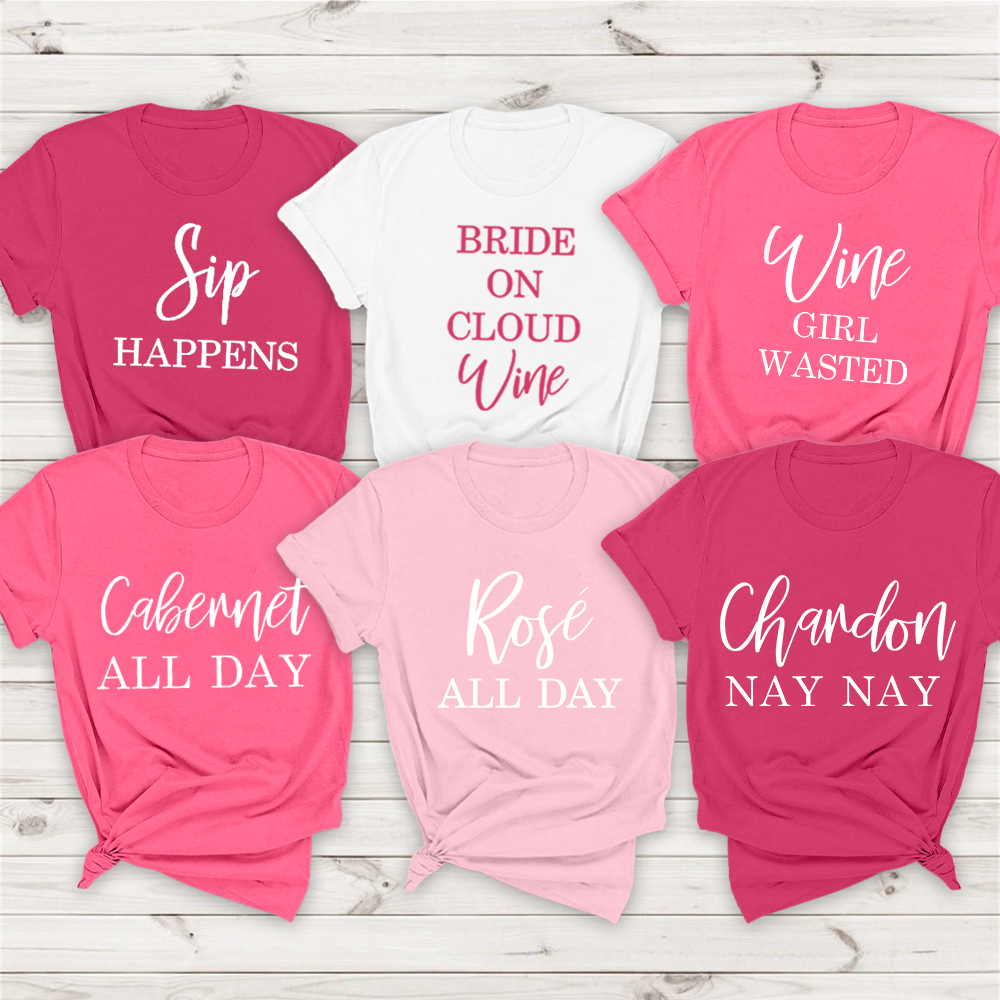 Personalized Wedding Gift Sip Happens Bride On Cloud Wine Cabernet All Day Tshirt