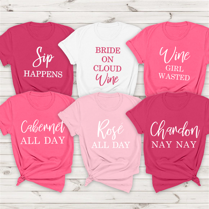 Personalized Wedding Gift Sip Happens Bride On Cloud Wine Cabernet All Day Tshirt