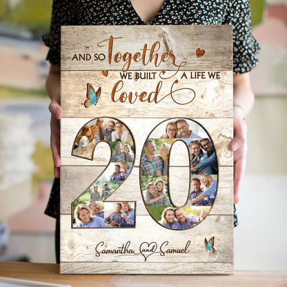 20 Year 20th Wedding Anniversary Built A Life Love Personalized Canvas