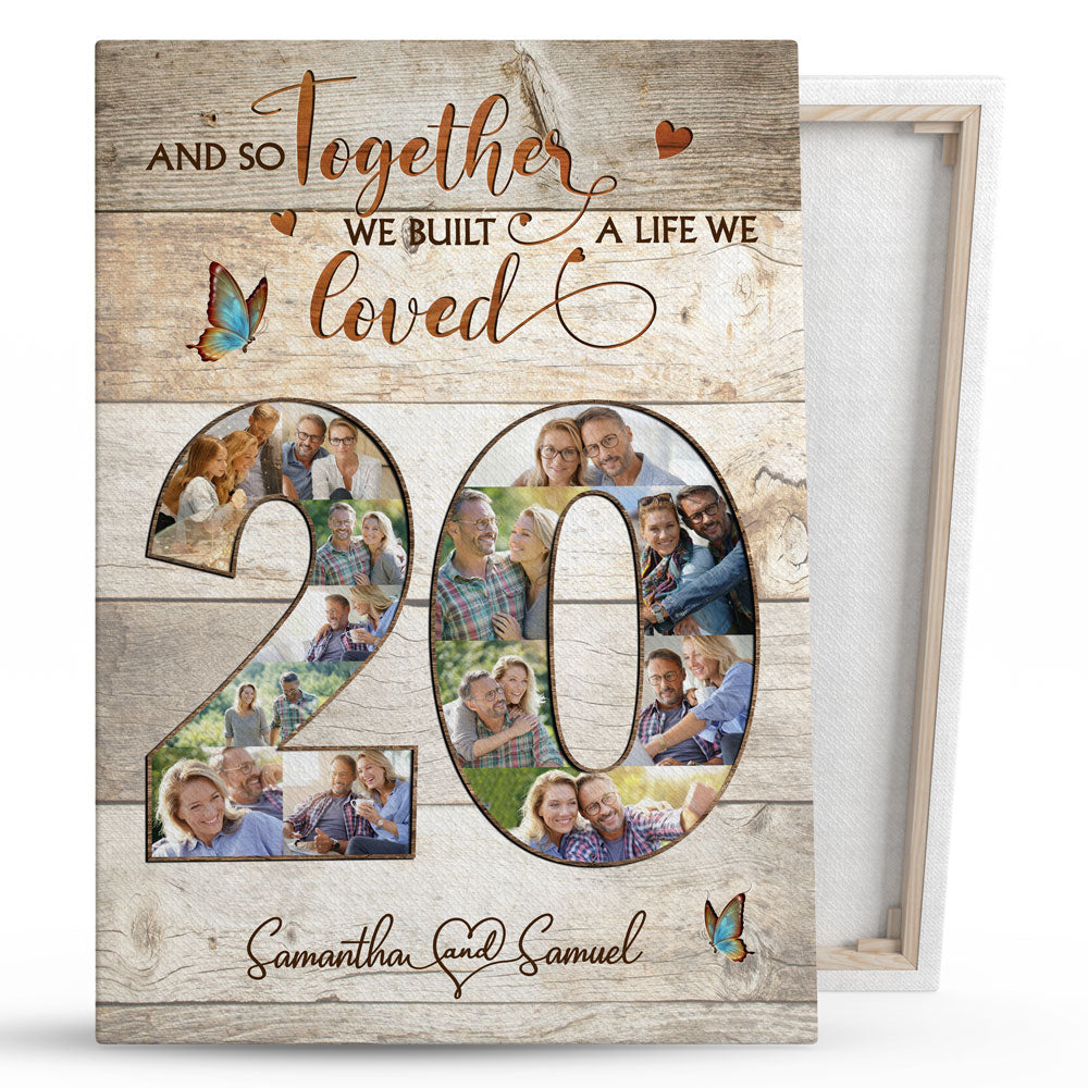 20 Year 20th Wedding Anniversary Built A Life Love Personalized Canvas