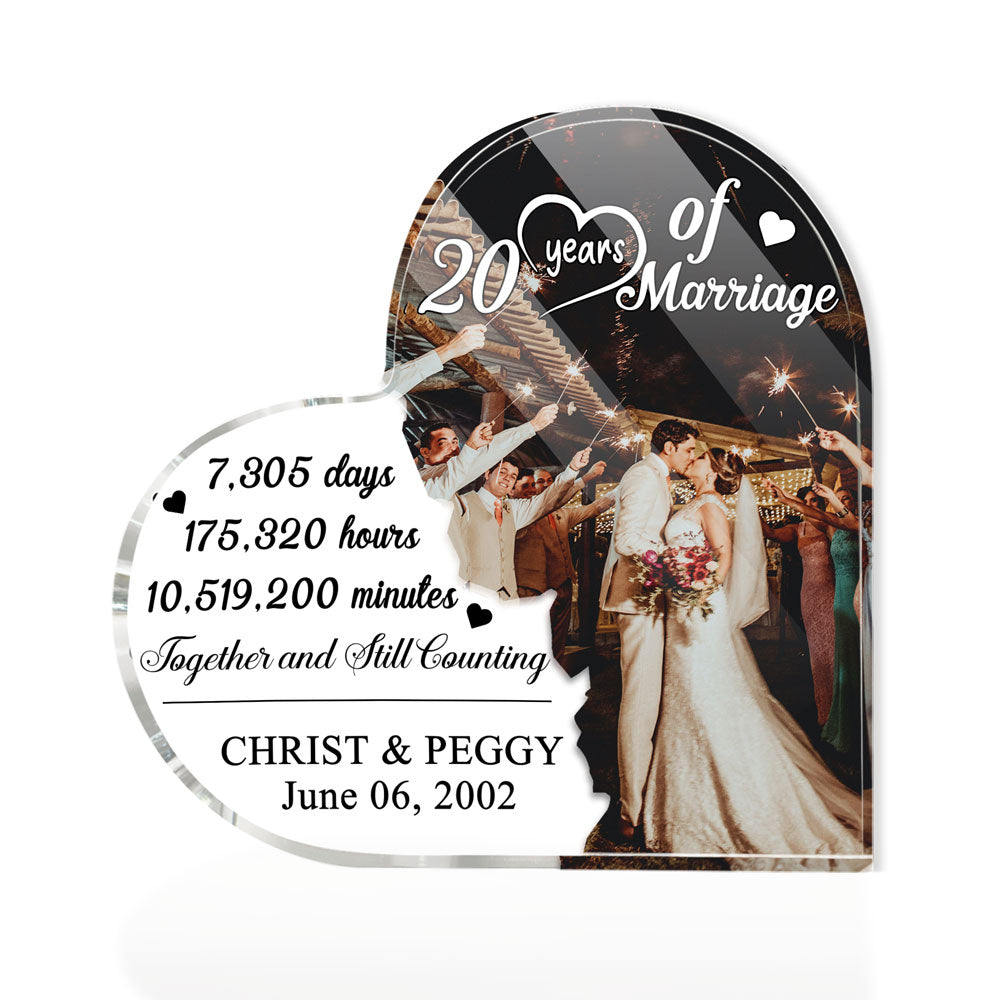 20 Year Wedding Anniversary 20th Personalized Heart Acrylic Plaque