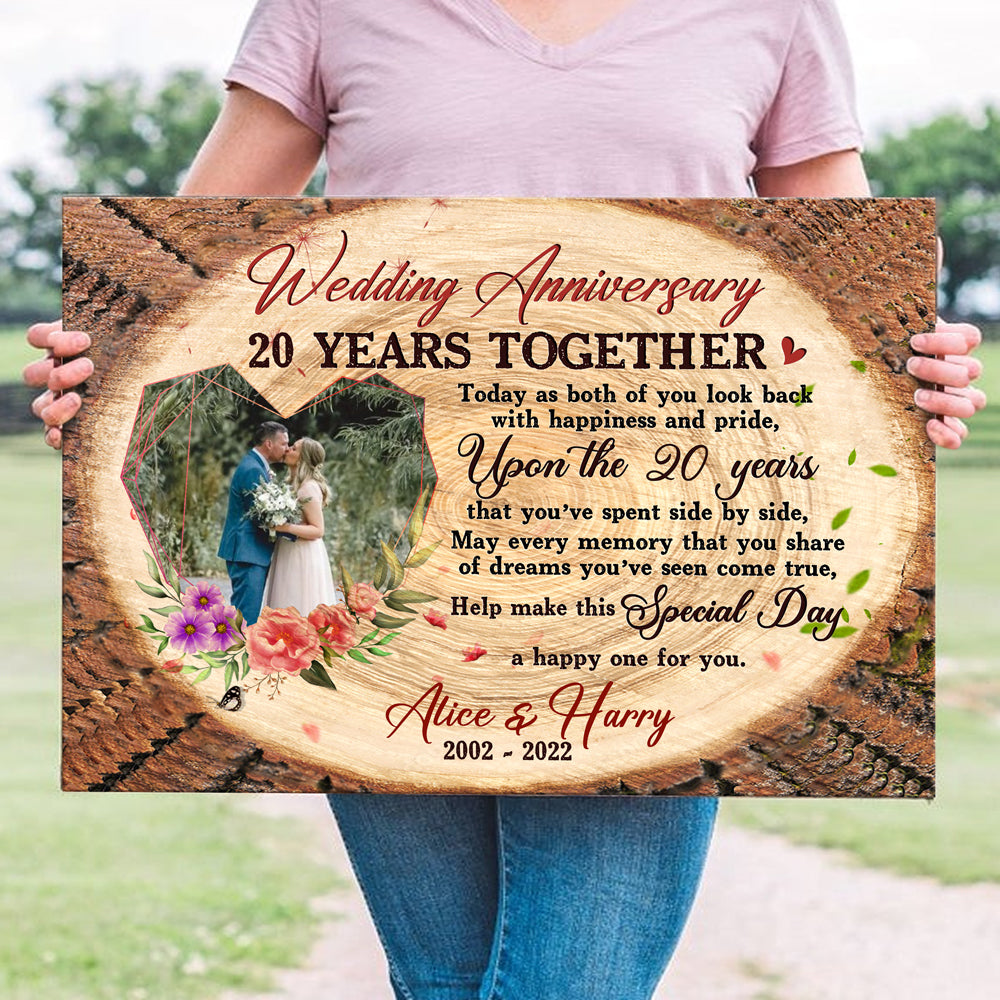 20 Years 20th Wedding Anniversary Husband Wife Personalized Canvas