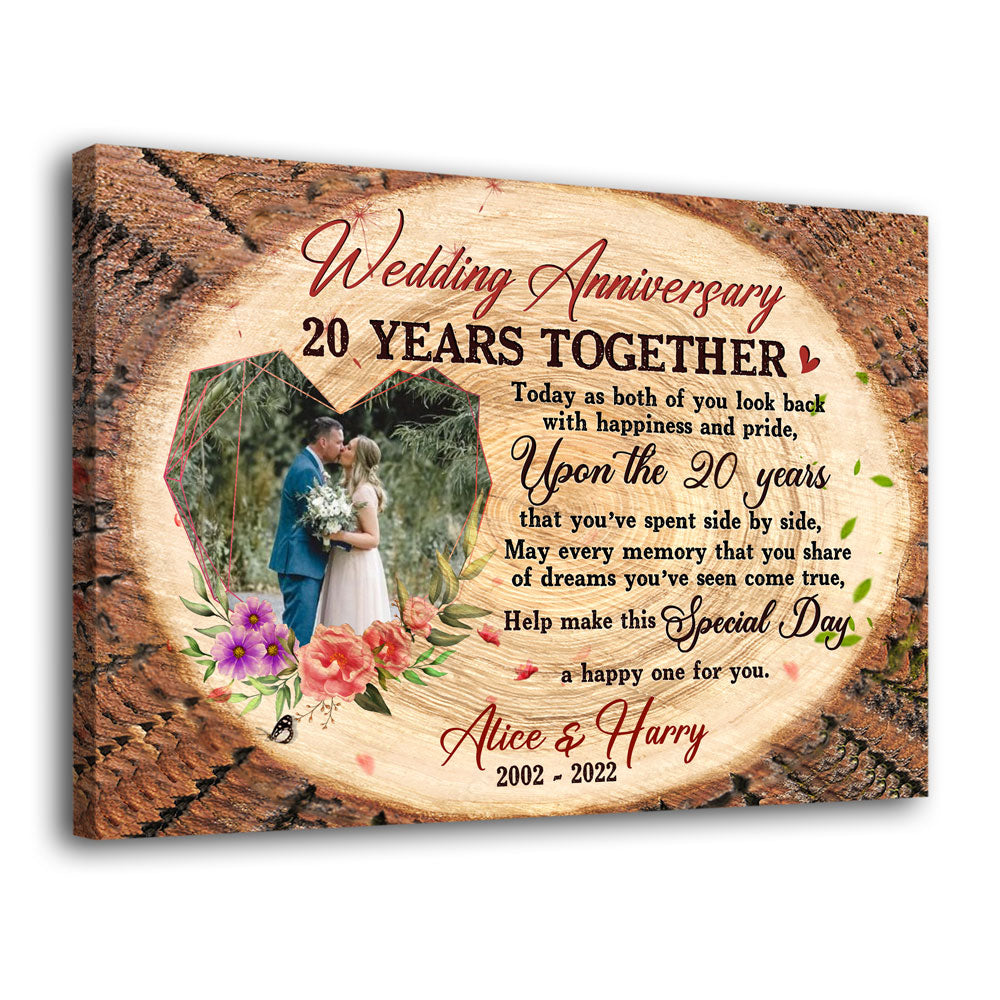 20 Years 20th Wedding Anniversary Husband Wife Personalized Canvas