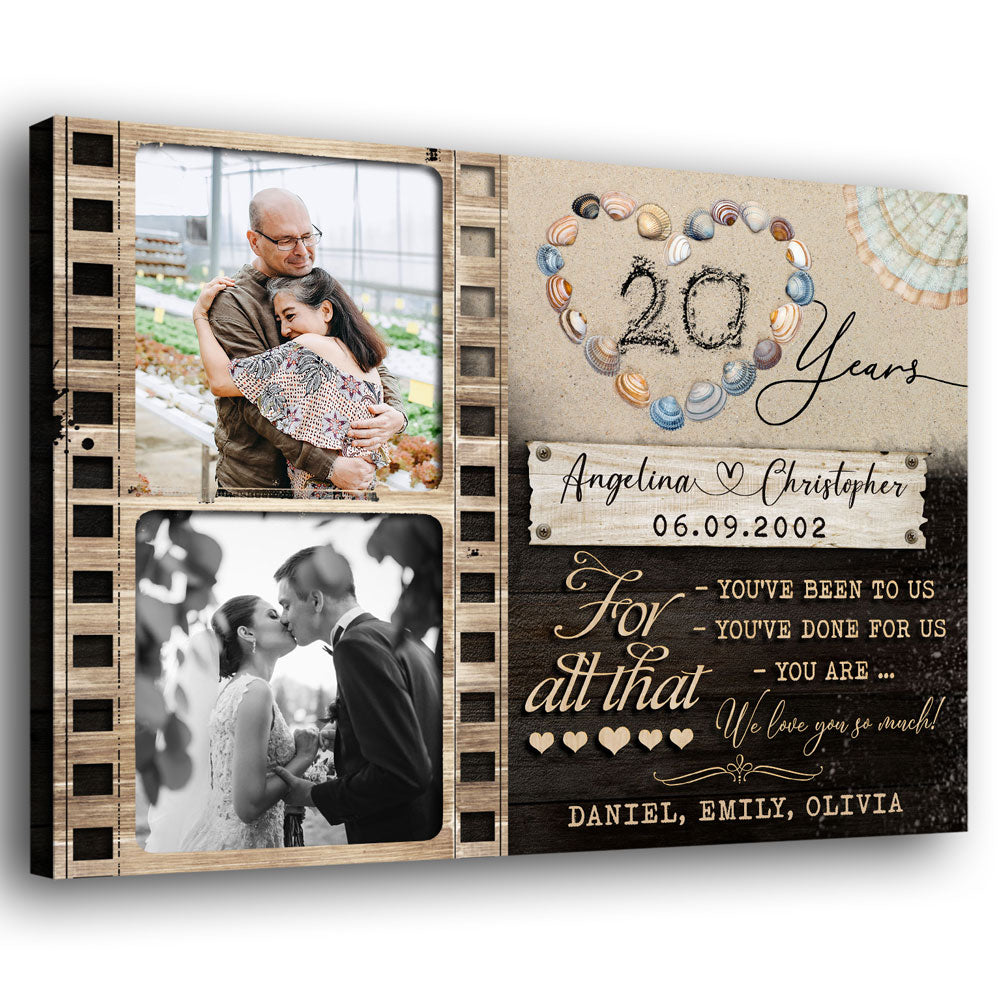 20th Wedding Anniversary 20 Year For Parents Photo Personalized Canvas