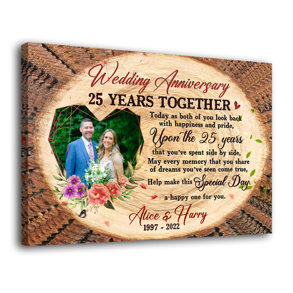 25 Years 25th Wedding Anniversary Husband Wife Personalized Canvas