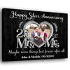 25th Silver Wedding Anniversary Mr&amp;Mrs Heart Frame Personalized Canvas