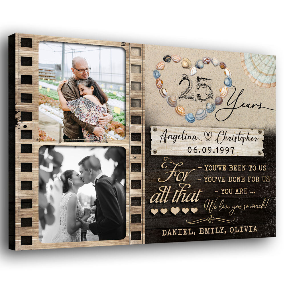 25th Wedding Anniversary 25 Year For Parents Photo Personalized Canvas