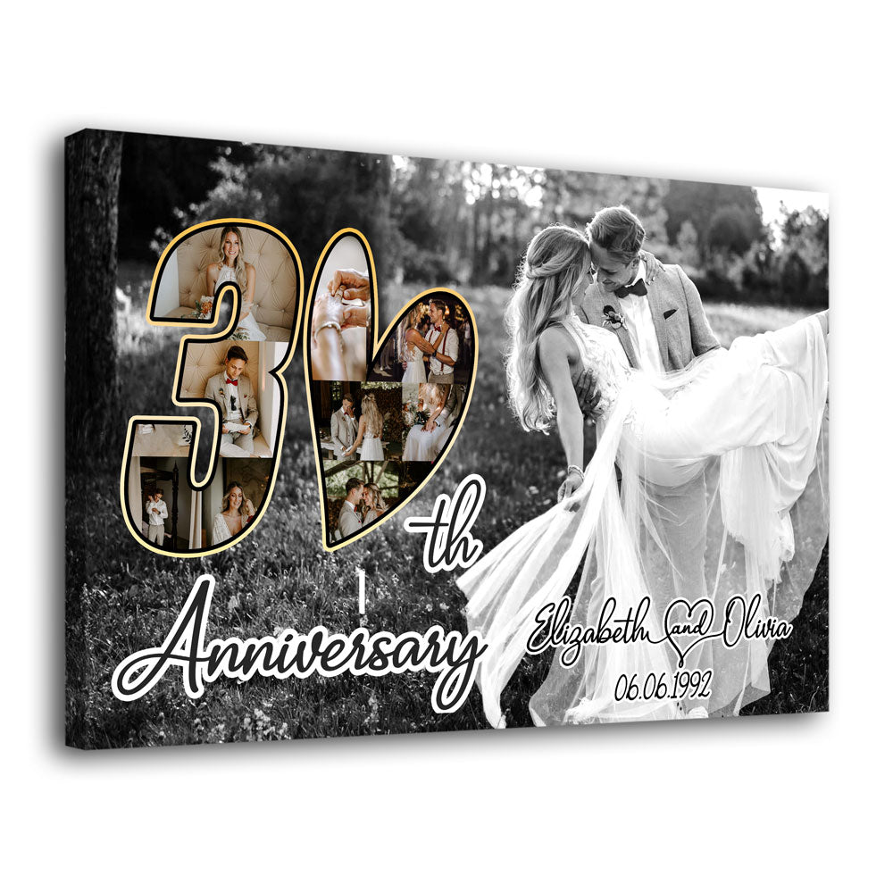 30 Year 30th Wedding Anniversary Wife Husband Personalized Canvas