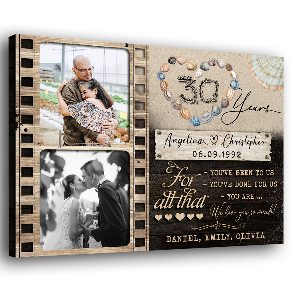 30th Wedding Anniversary 30 Year For Parents Photo Personalized Canvas