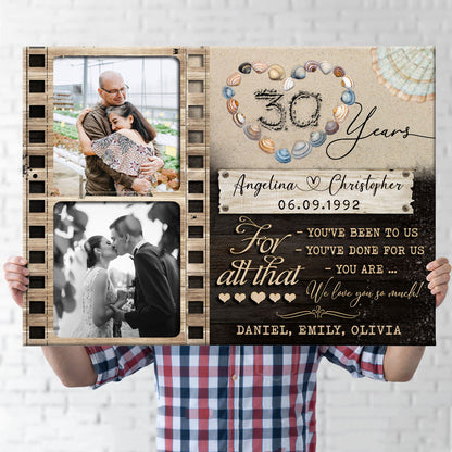 30th Wedding Anniversary 30 Year For Parents Photo Personalized Canvas