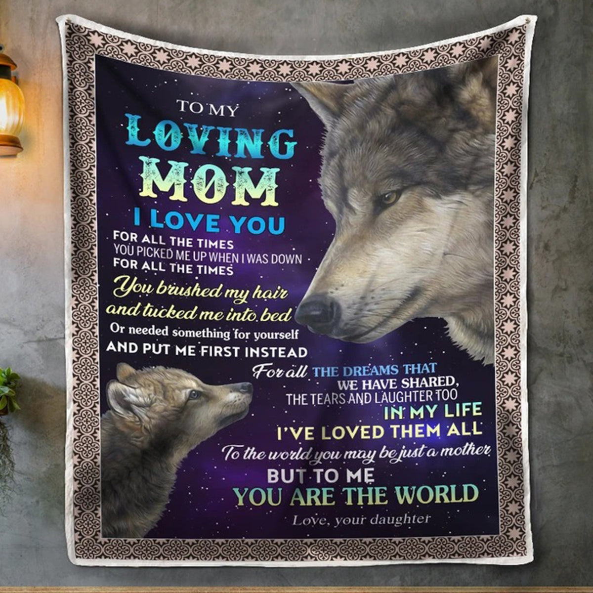 To My Loving Mom I Love You All The Time Wolf Blanket