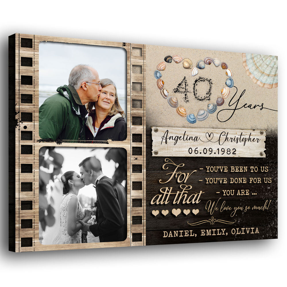 40th Wedding Anniversary 40 Year For Parents Photo Personalized Canvas