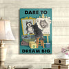 Gift For Dog Lover Dare Dream Big Husky Dog Canvas