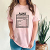 Gift For Aunt Nutrition Facts Auntie Gift Tshirts