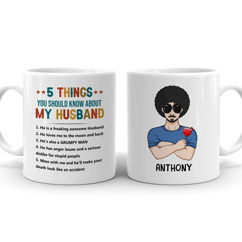 5 Things About My Husband Funny Wife Personalized Mug