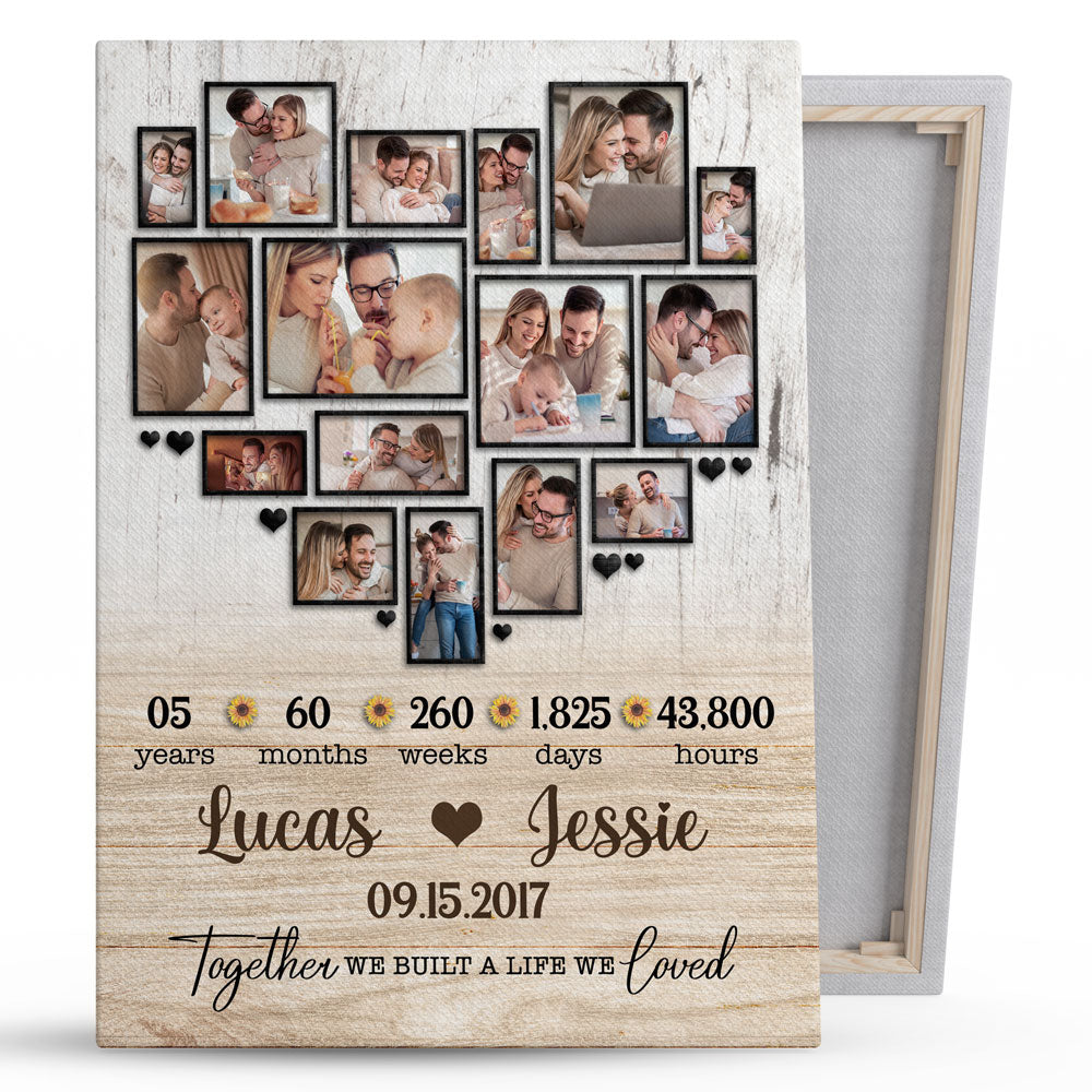 5 Year 5th Wedding Anniversary Wife Husband Personalized Photo Canvas