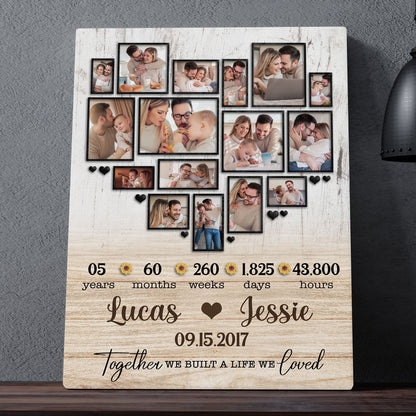 5 Year 5th Wedding Anniversary Wife Husband Personalized Photo Canvas