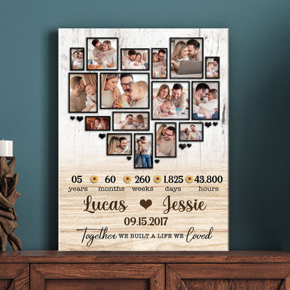 5 Year 5th Wedding Anniversary Wife Husband Personalized Photo Canvas