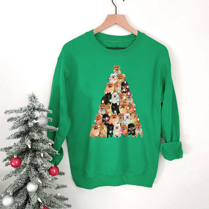 Gifts For Dog Lovers Pomeranian Dog Tree With Christmas Light Sweatshirt