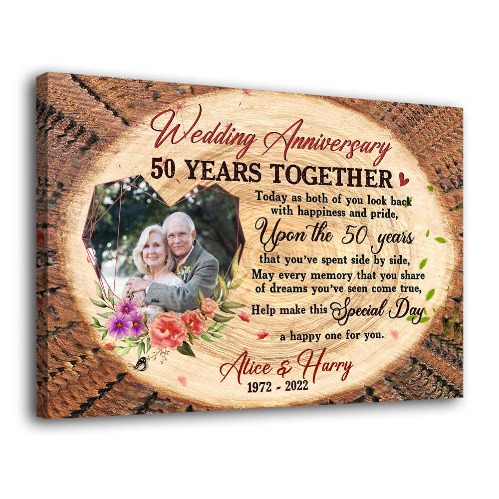 50 Years 50th Wedding Anniversary Husband Wife Personalized Canvas