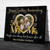 50th Golden Wedding Anniversary Mr&amp;Mrs Heart Frame Personalized Canvas