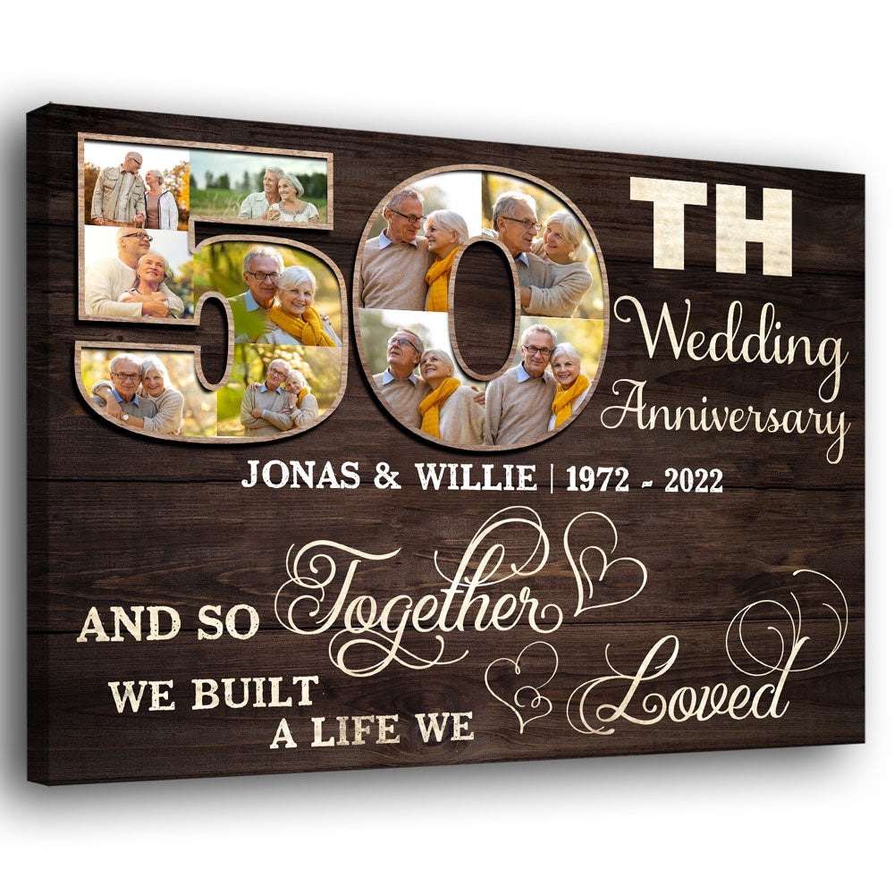 50th Wedding Anniversary 50 Years Together Personalized Photo Canvas