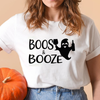 Boos And Booze Ghost Wine Spooky Gift For Halloween Funny Party Tshirt