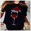 Red Wine Christmas Shirt Print Sparkles