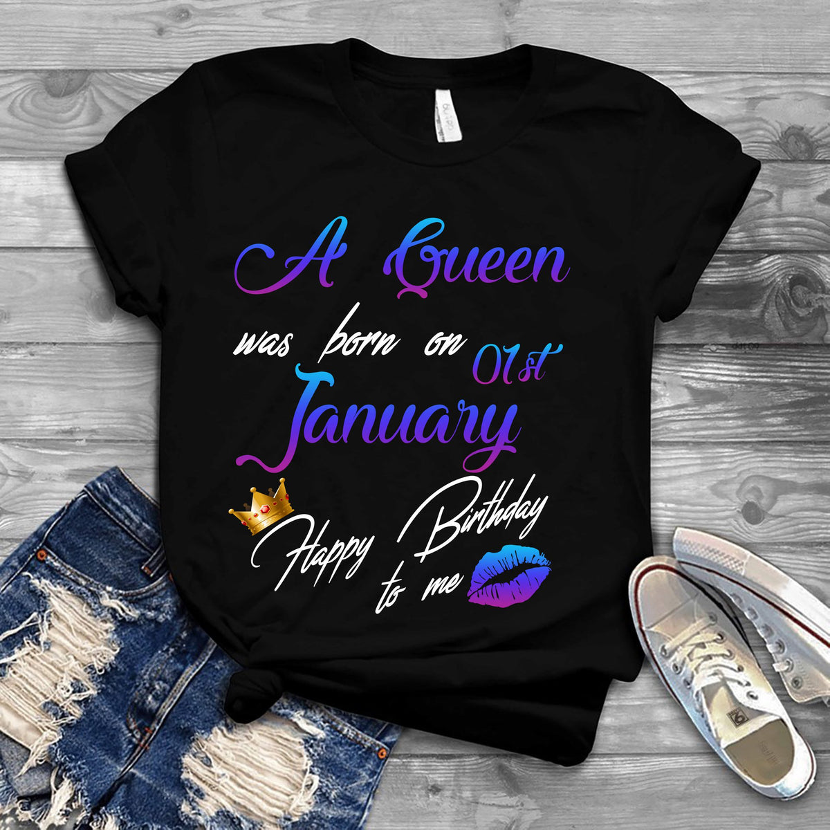 Birthday gifts for her  A queen was born on 1st january it's me shirt