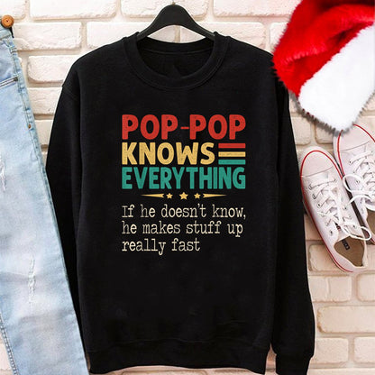 Gifts for grandpa  Poppop knows everything christmas father's day gift sweatshirt